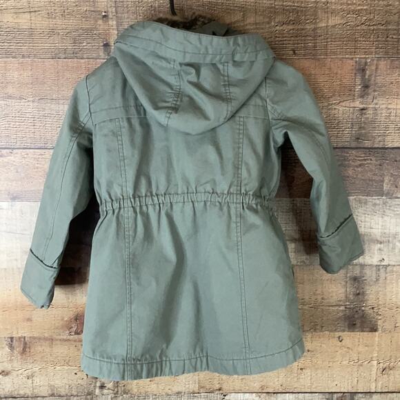 Gap Kids 3 in 1 Hooded Parka Utility Jacket Faux Fur Vest Army Green Size Small - Picture 9 of 15
